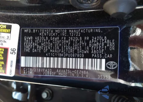 2023 Toyota Camry Le z USA, uszkodzony, nr VIN 4T1C11BK3PU087809